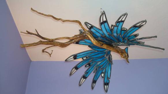 blue bird sculpture
